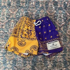 Ryoko Rain Mamba Paisley Shorts - Purple and Yellow
